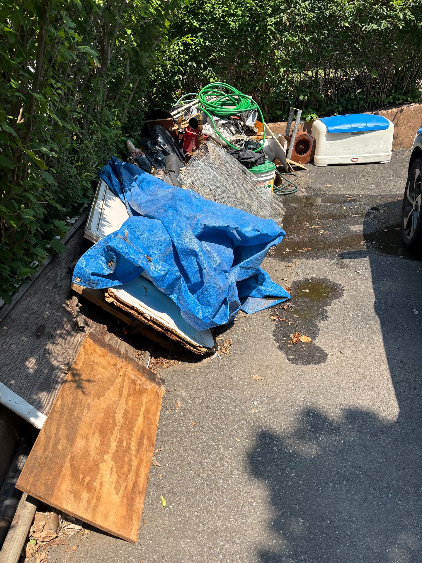 Bagged yard waste, branches and brush collected for removal in New Jersey